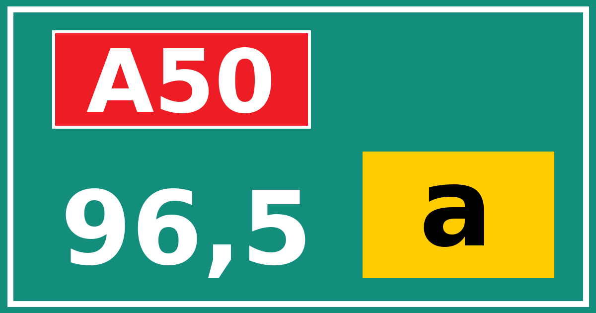 Hectometerbord A50 96,5 letter a