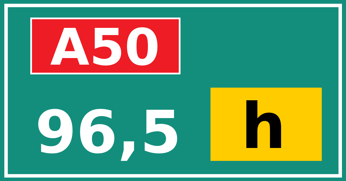 Hectometerbord A50 96,5 letter h