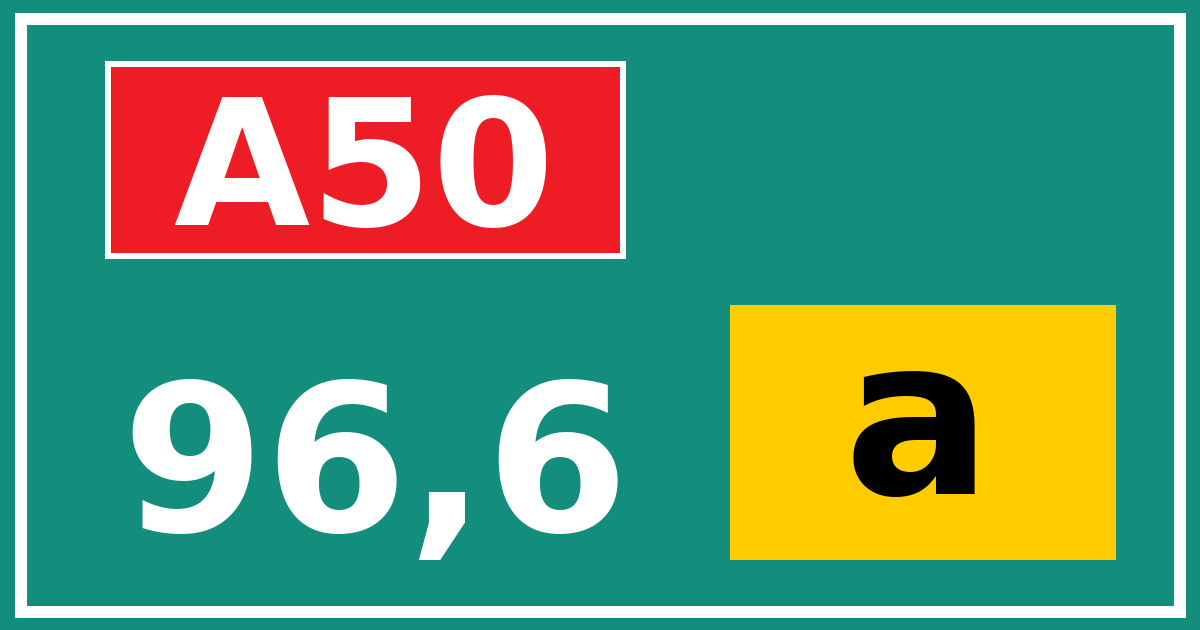 Hectometerbord A50 96,6 letter a