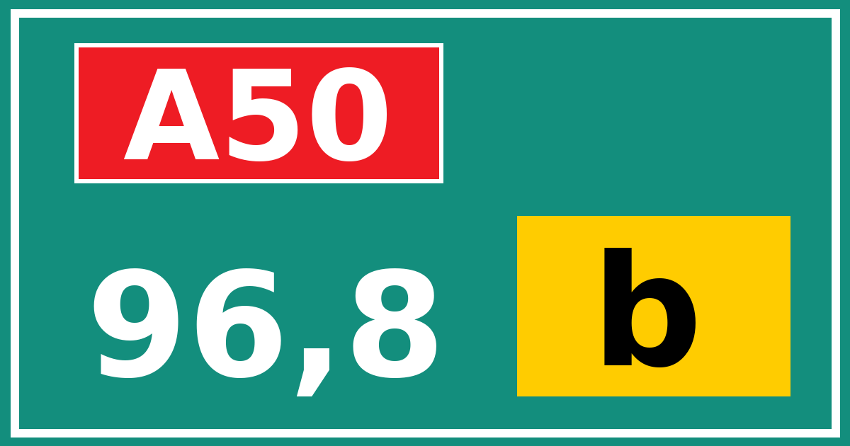 Hectometerbord A50 96,8 letter b