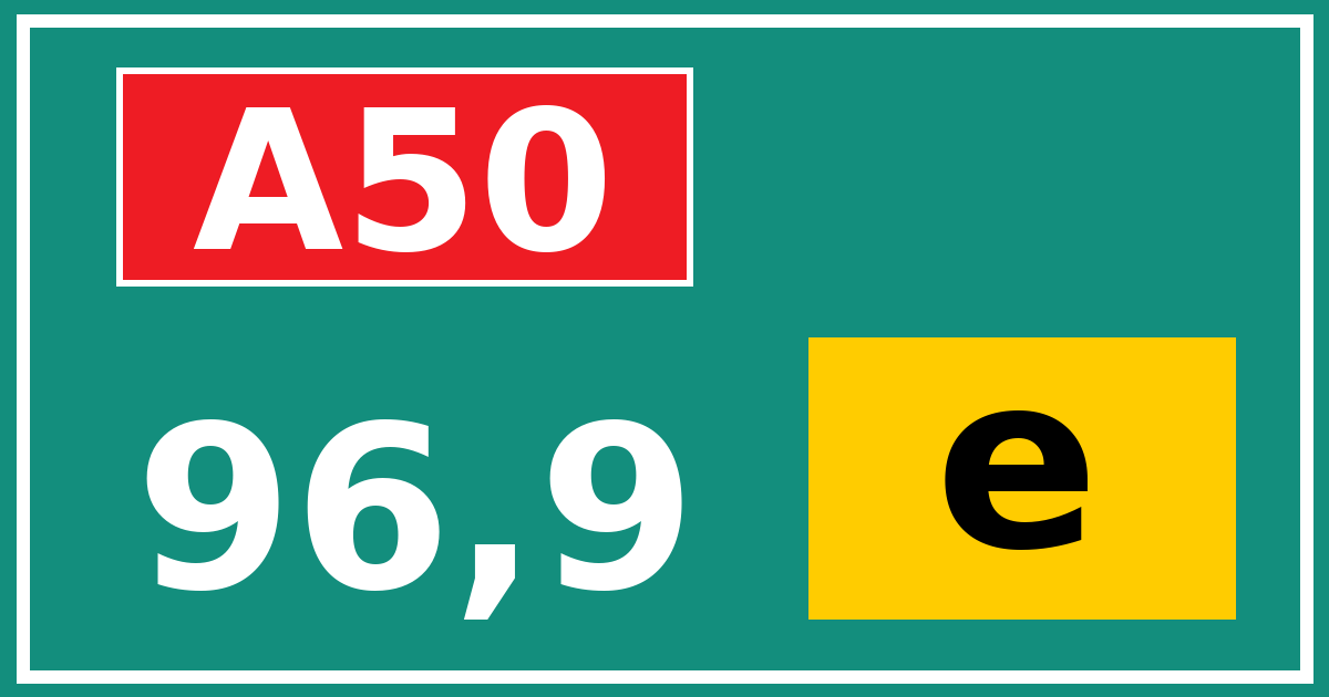 Hectometerbord A50 96,9 letter e