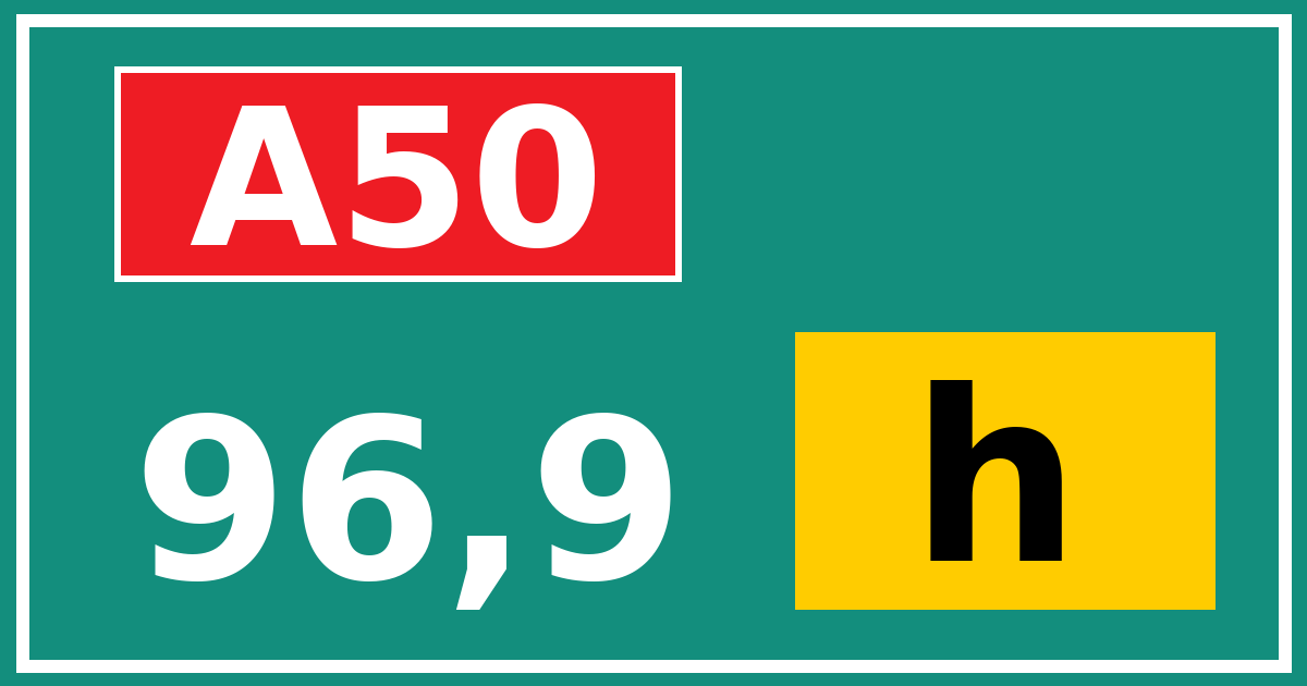 Hectometerbord A50 96,9 letter h