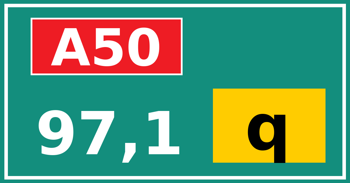 Hectometerbord A50 97,1 letter q