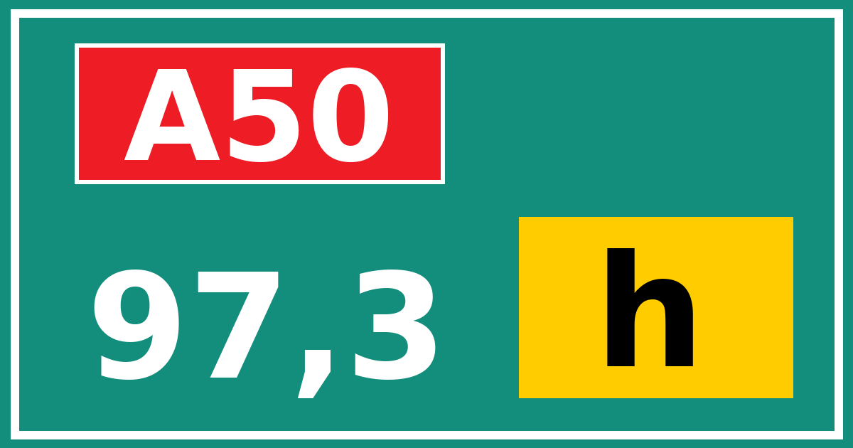 Hectometerbord A50 97,3 letter h