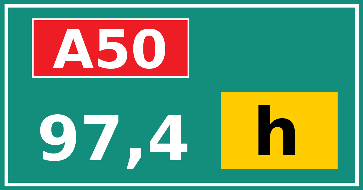 Hectometerbord A50 97,4 letter h