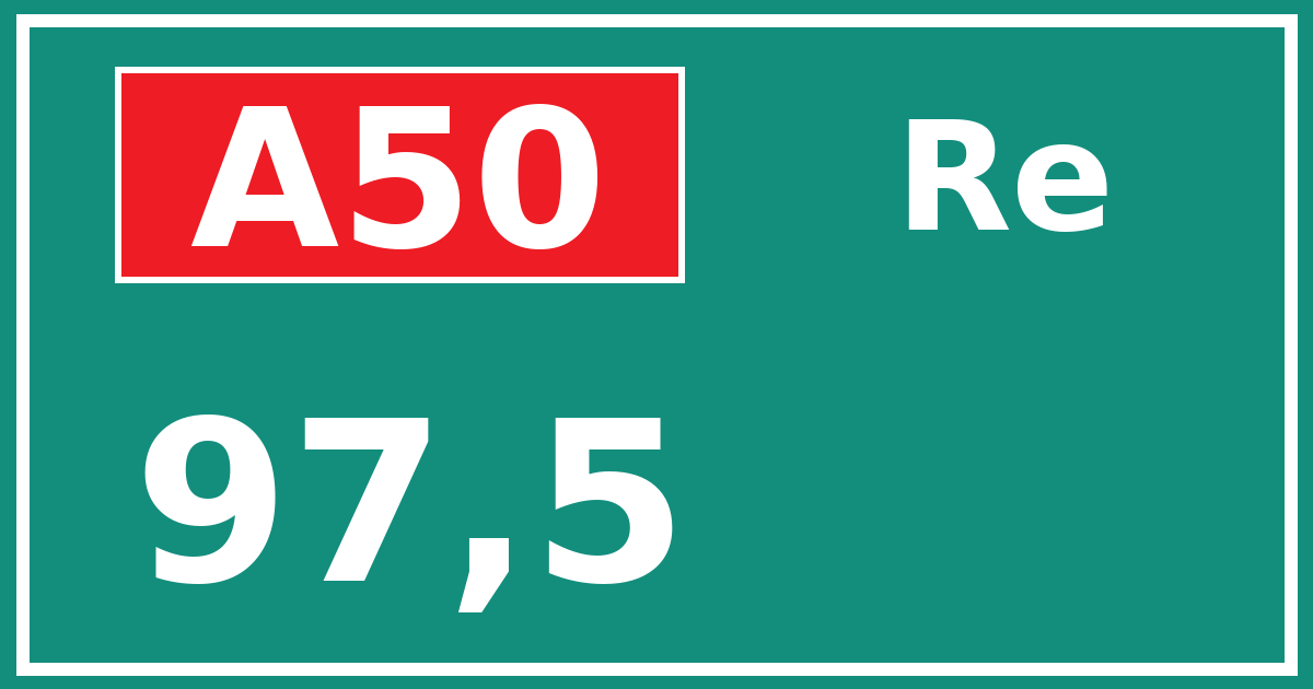 Hectometerbord A50 97,5 zijde Re
