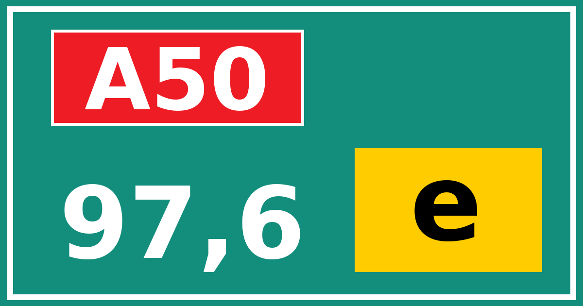 Hectometerbord A50 97,6 letter e