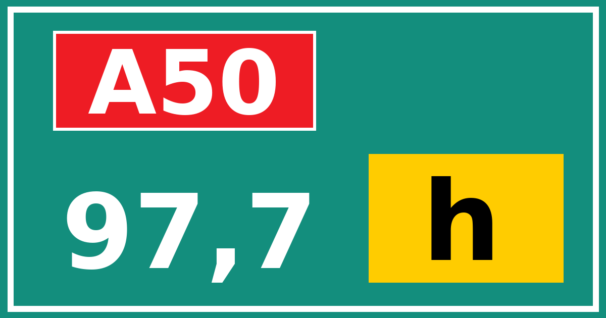 Hectometerbord A50 97,7 letter h