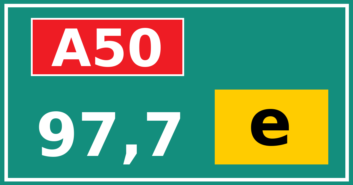 Hectometerbord A50 97,7 letter e