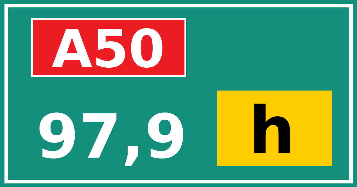 Hectometerbord A50 97,9 letter h