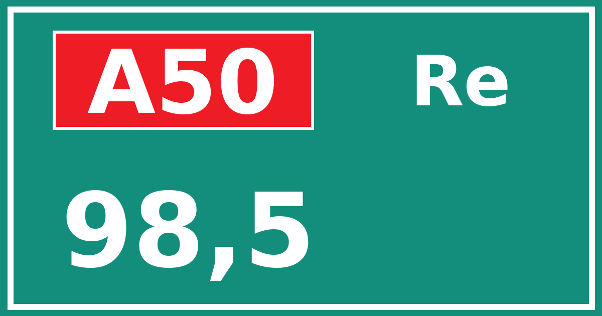 Hectometerbord A50 98,5 zijde Re