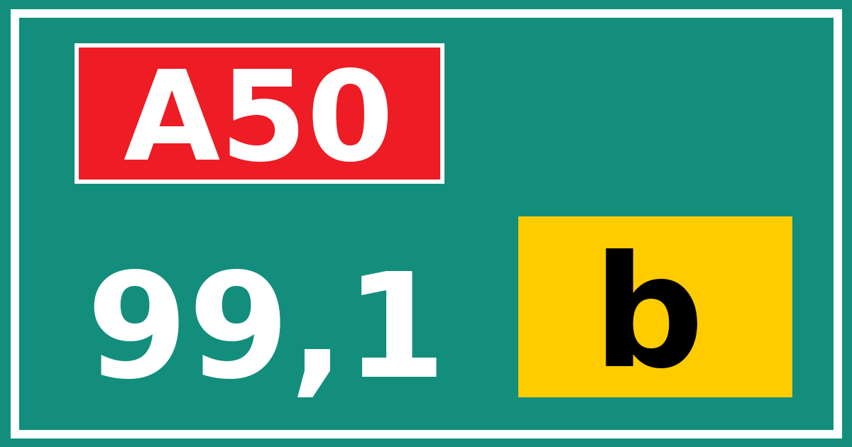 Hectometerbord A50 99,1 letter b