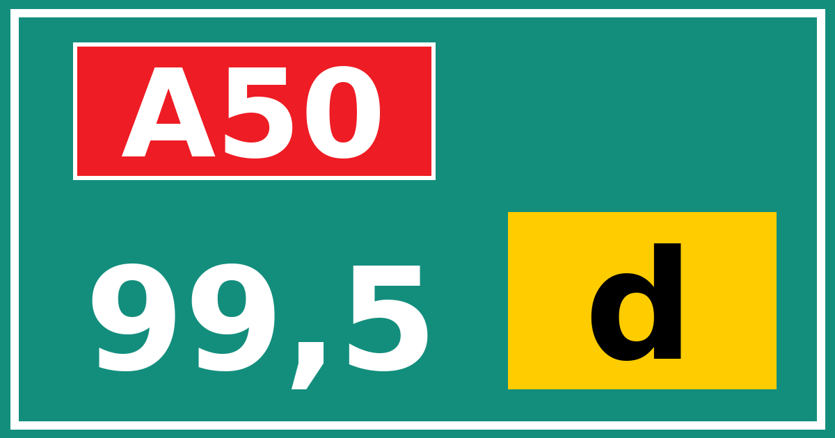 Hectometerbord A50 99,5 letter d