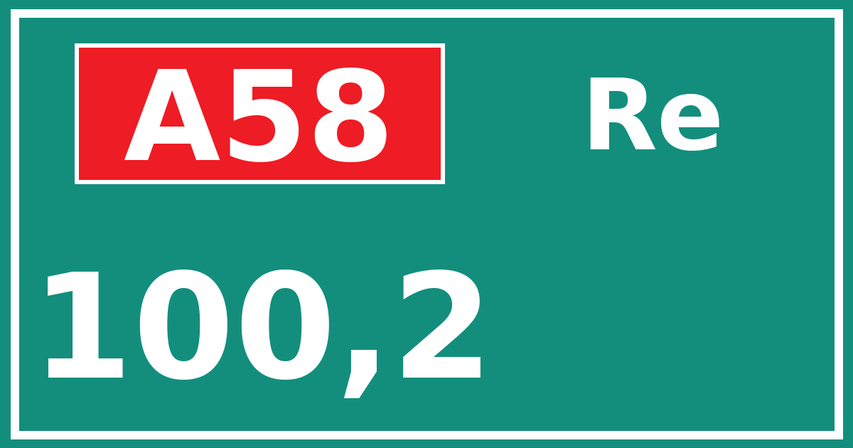 Hectometerbord A58 100,2 zijde Re