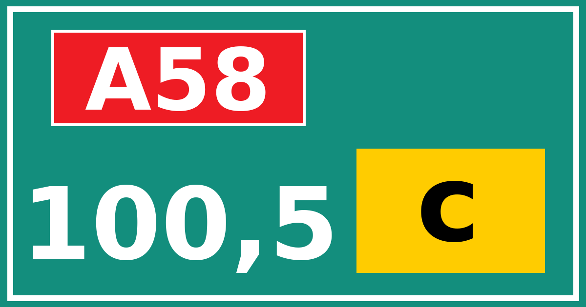 Hectometerbord A58 100,5 letter c