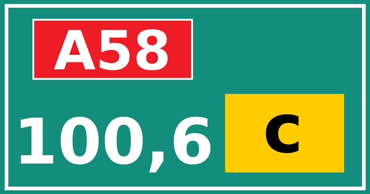 Hectometerbord A58 100,6 letter c