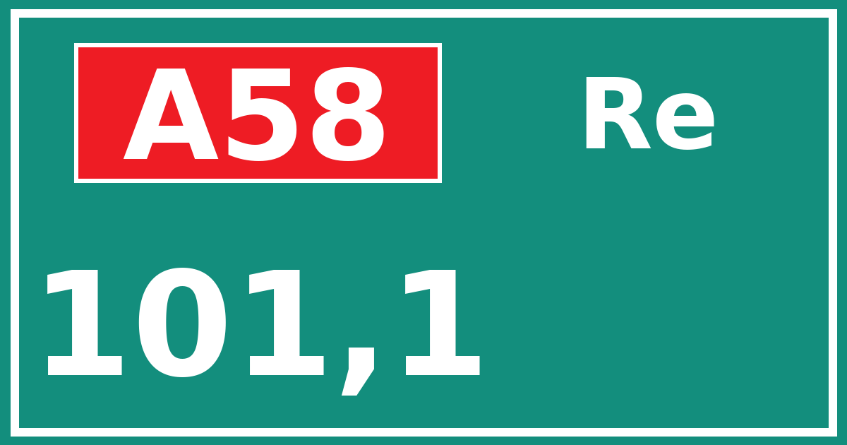 Hectometerbord A58 101,1 zijde Re