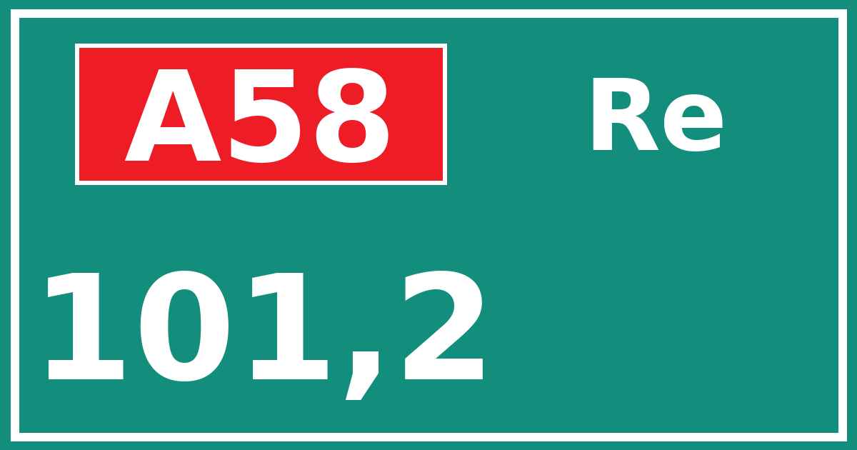 Hectometerbord A58 101,2 zijde Re
