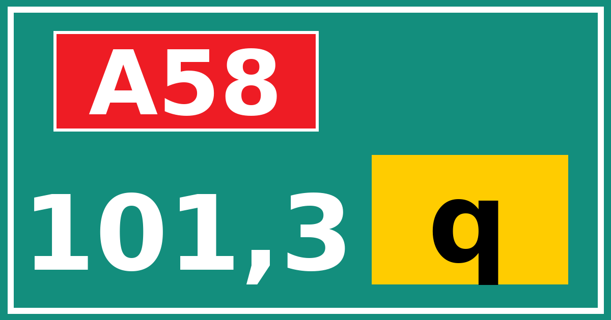 Hectometerbord A58 101,3 letter q