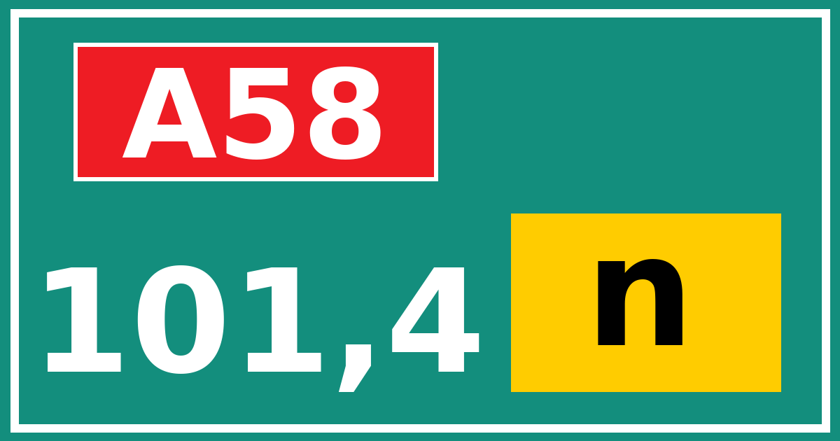 Hectometerbord A58 101,4 letter n