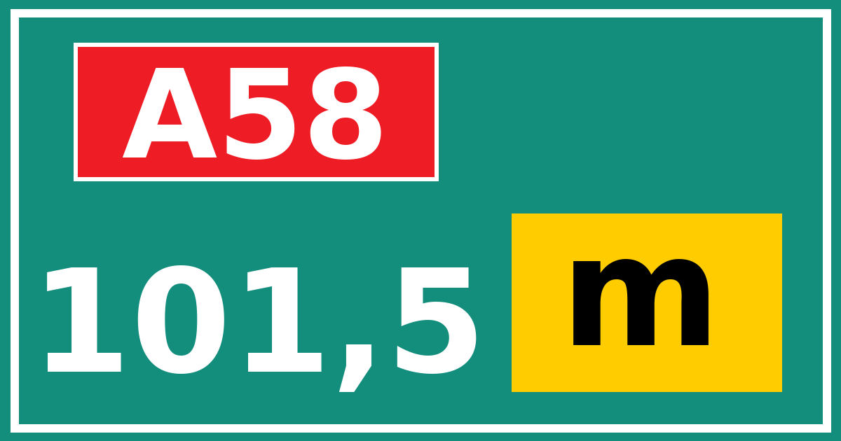 Hectometerbord A58 101,5 letter m