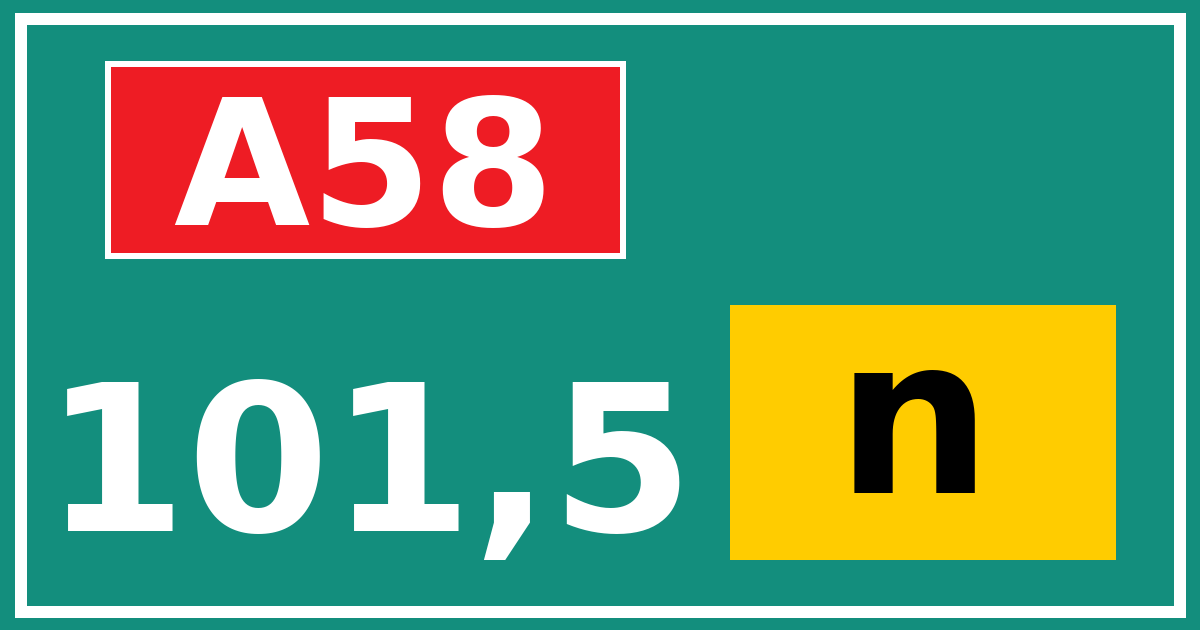 Hectometerbord A58 101,5 letter n