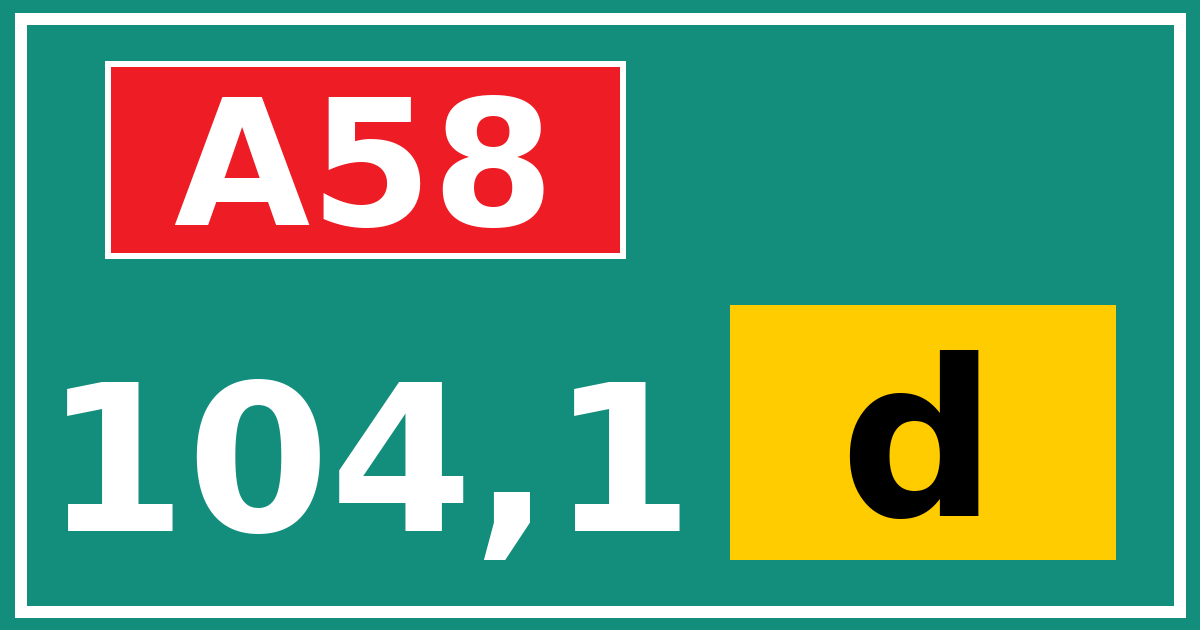 Hectometerbord A58 104,1 letter d