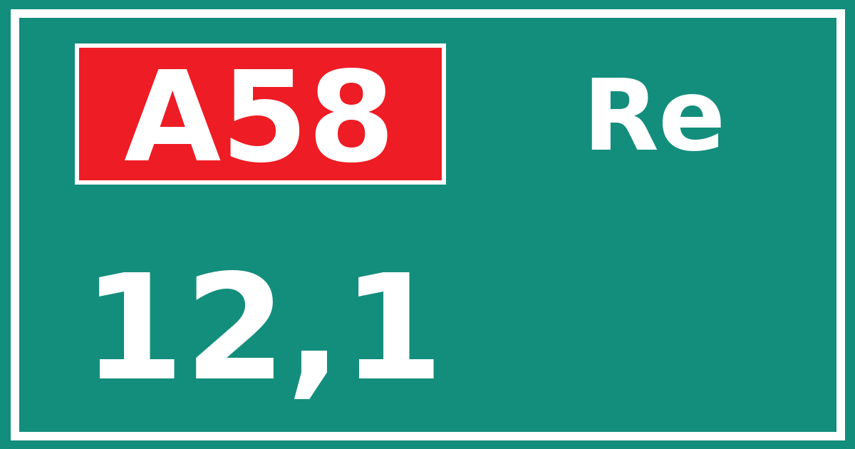 Hectometerbord A58 12,1 zijde Re