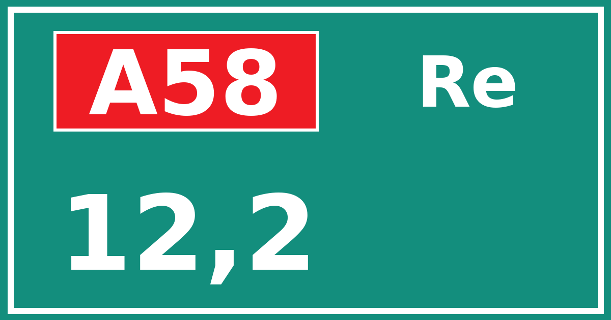 Hectometerbord A58 12,2 zijde Re