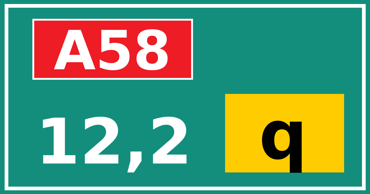 Hectometerbord A58 12,2 letter q