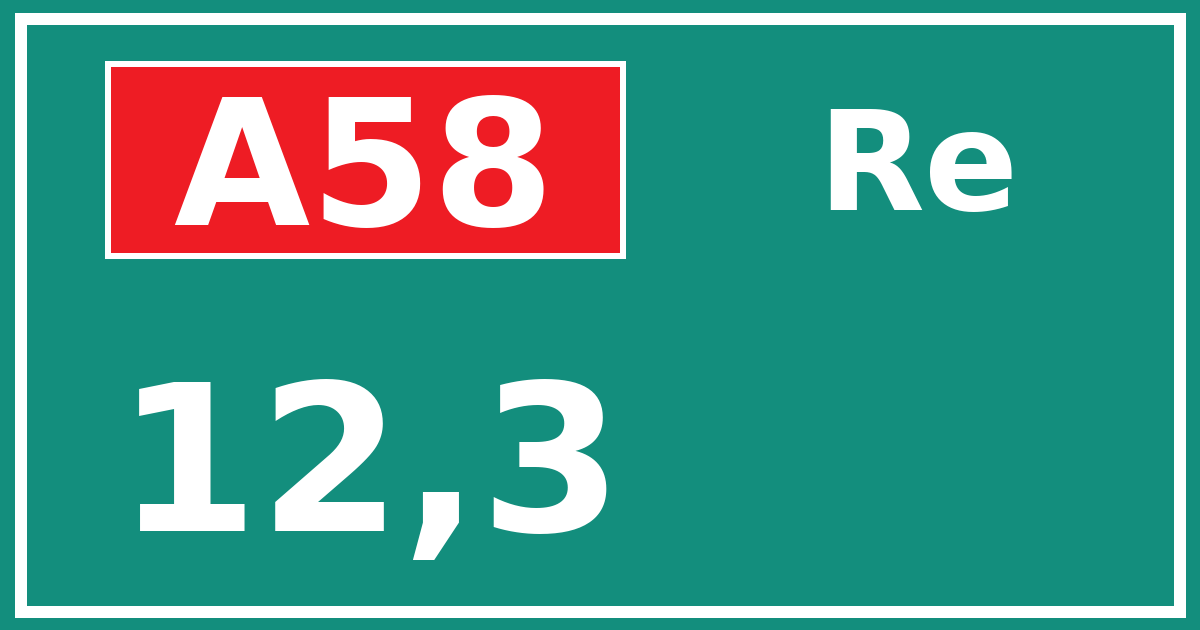 Hectometerbord A58 12,3 zijde Re