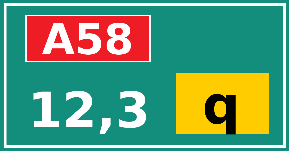 Hectometerbord A58 12,3 letter q