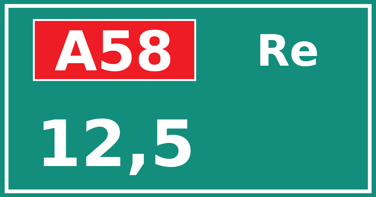 Hectometerbord A58 12,5 zijde Re
