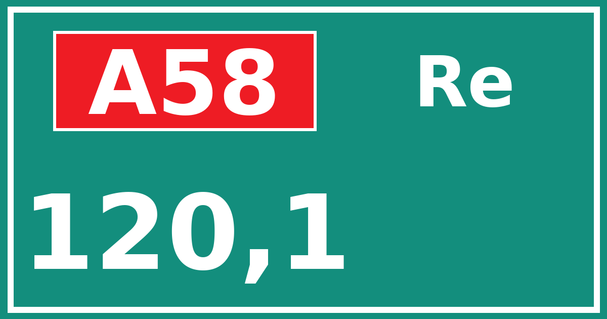Hectometerbord A58 120,1 zijde Re