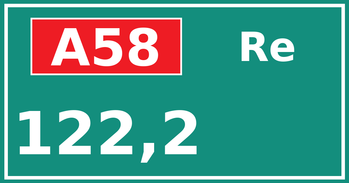 Hectometerbord A58 122,2 zijde Re