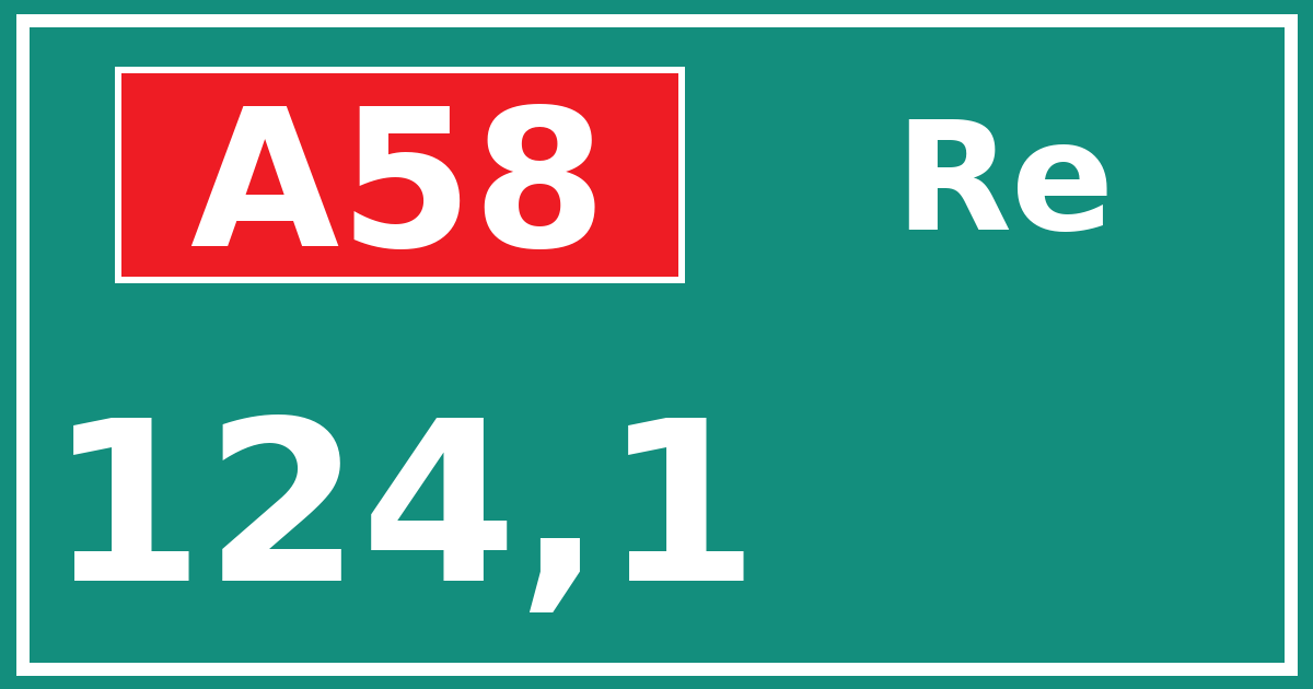 Hectometerbord A58 124,1 zijde Re