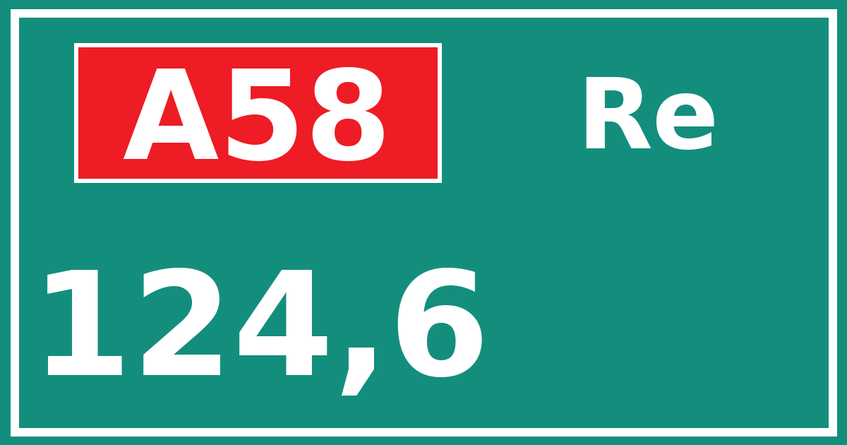 Hectometerbord A58 124,6 zijde Re