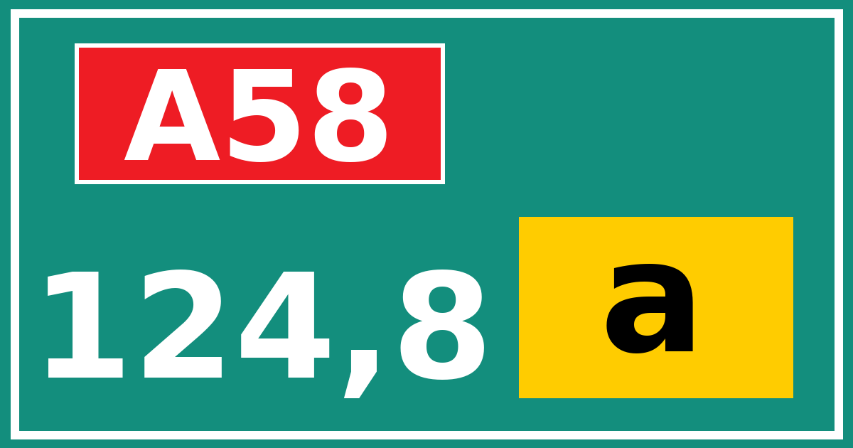 Hectometerbord A58 124,8 letter a