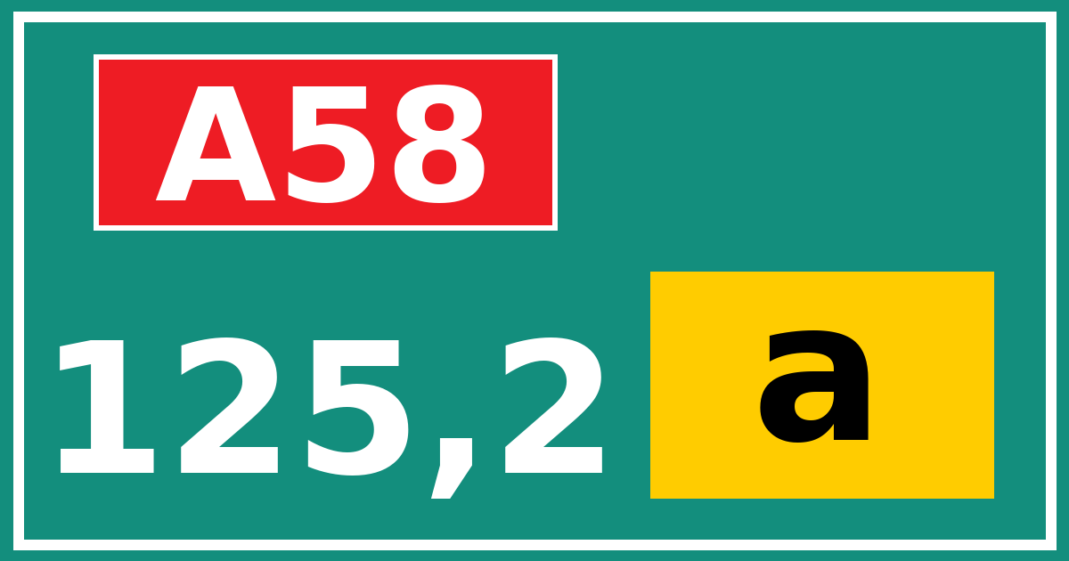 Hectometerbord A58 125,2 letter a
