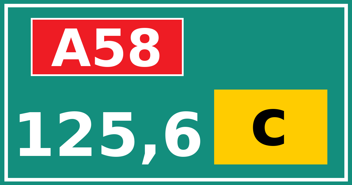 Hectometerbord A58 125,6 letter c