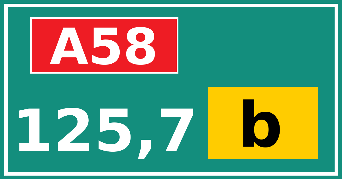 Hectometerbord A58 125,7 letter b