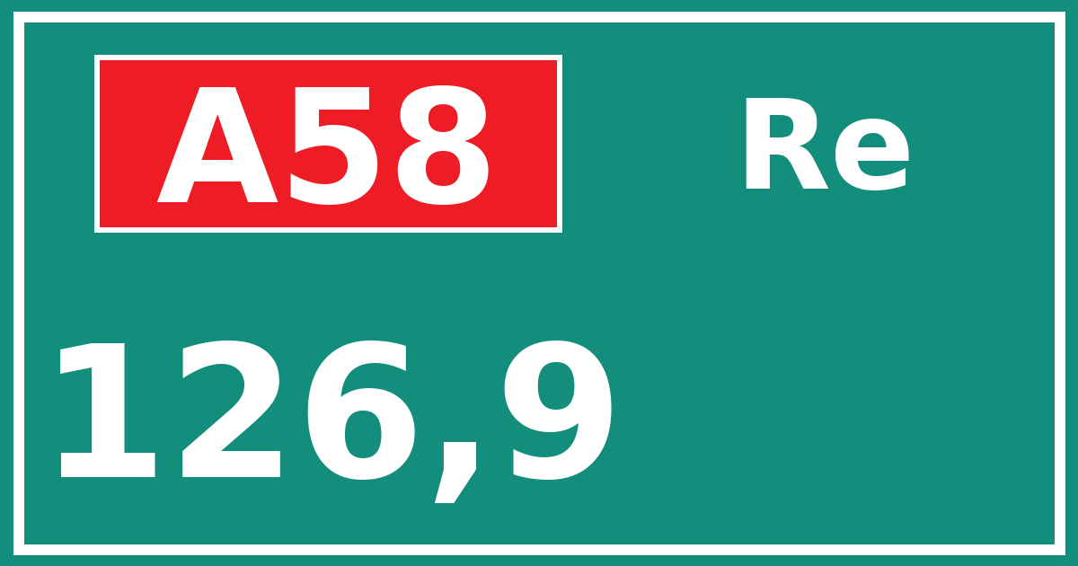 Hectometerbord A58 126,9 zijde Re