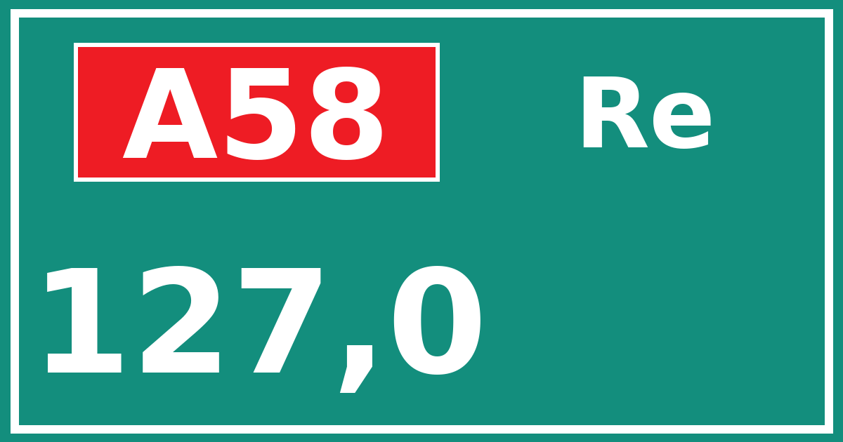 Hectometerbord A58 127,0 zijde Re