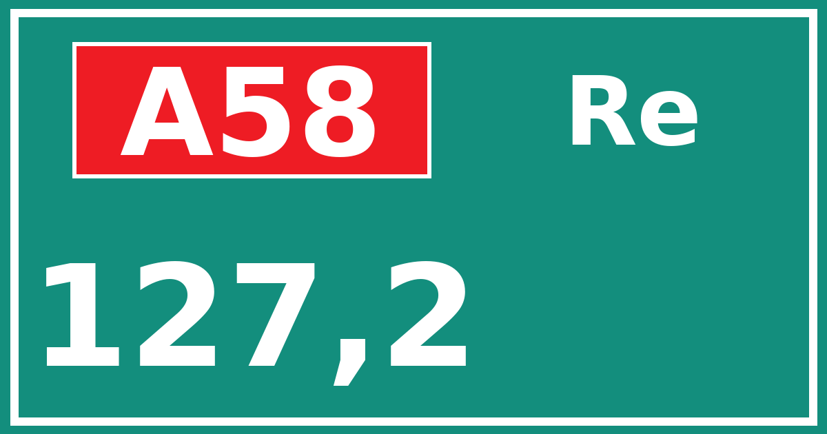 Hectometerbord A58 127,2 zijde Re