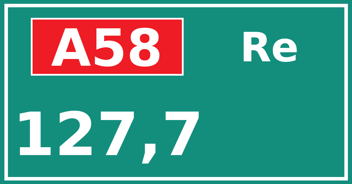 Hectometerbord A58 127,7 zijde Re