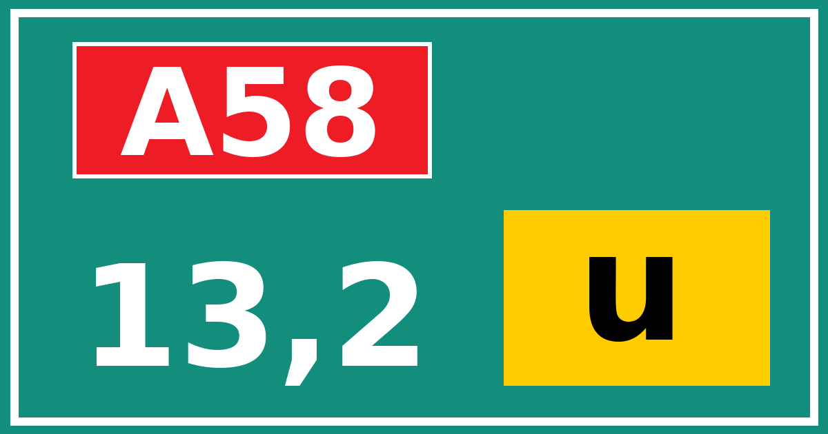 Hectometerbord A58 13,2 letter u