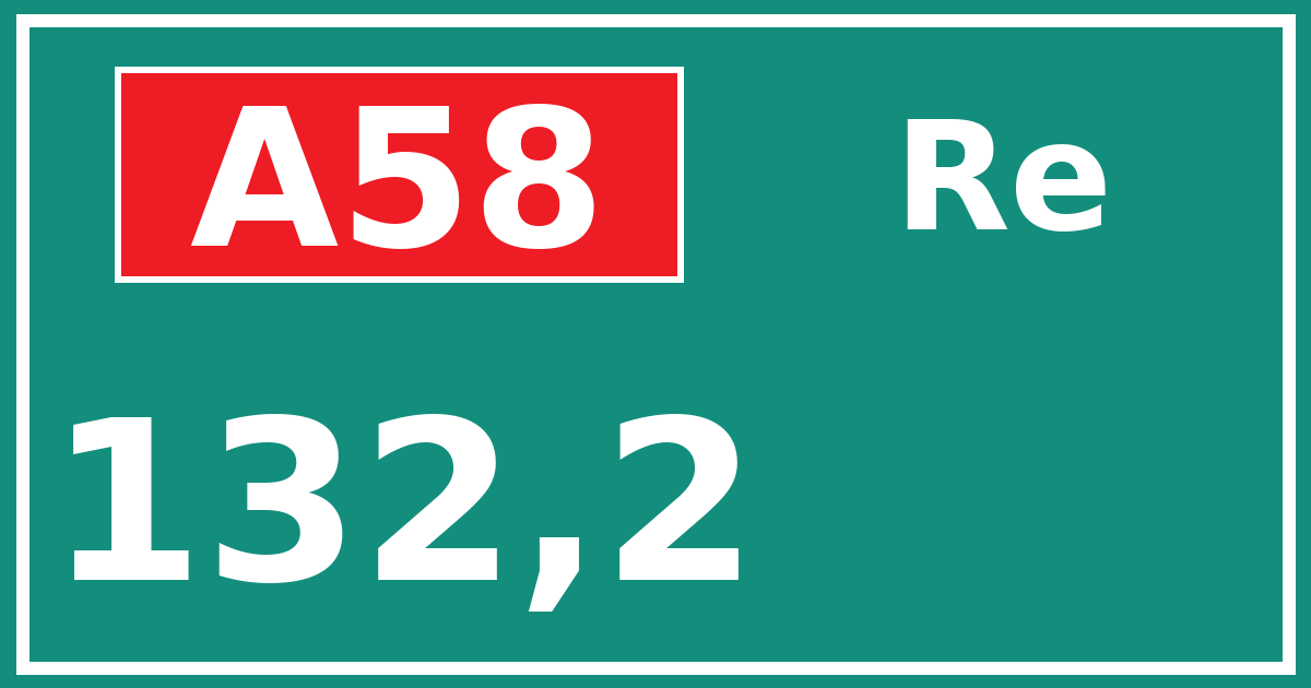 Hectometerbord A58 132,2 zijde Re