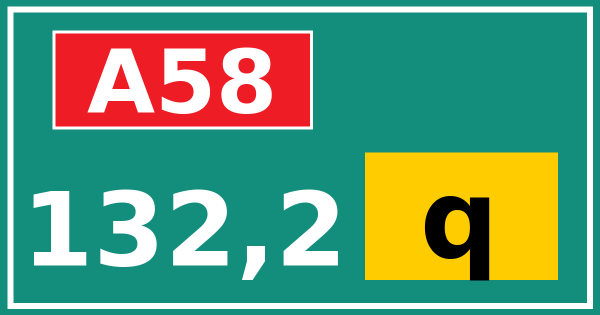 Hectometerbord A58 132,2 letter q