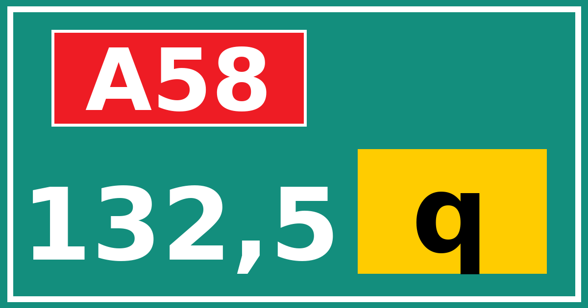 Hectometerbord A58 132,5 letter q