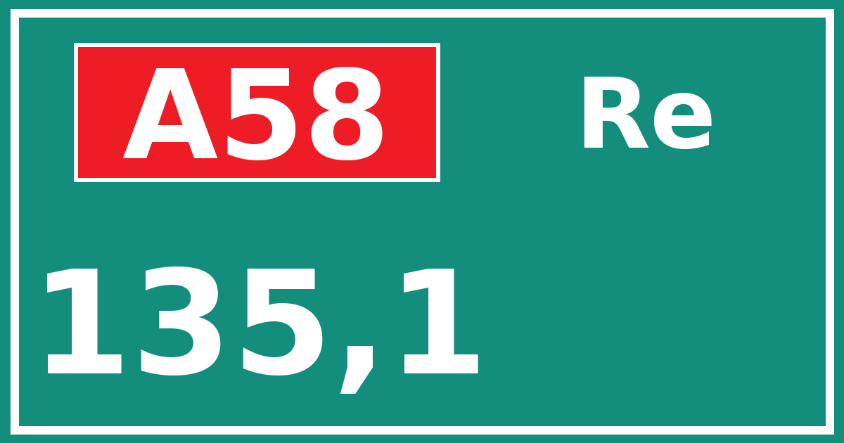 Hectometerbord A58 135,1 zijde Re